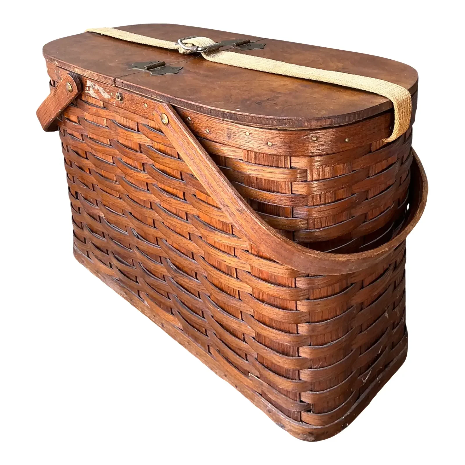 Vintage 1940s Abercrombie and Fitch Woven Picnic Basket