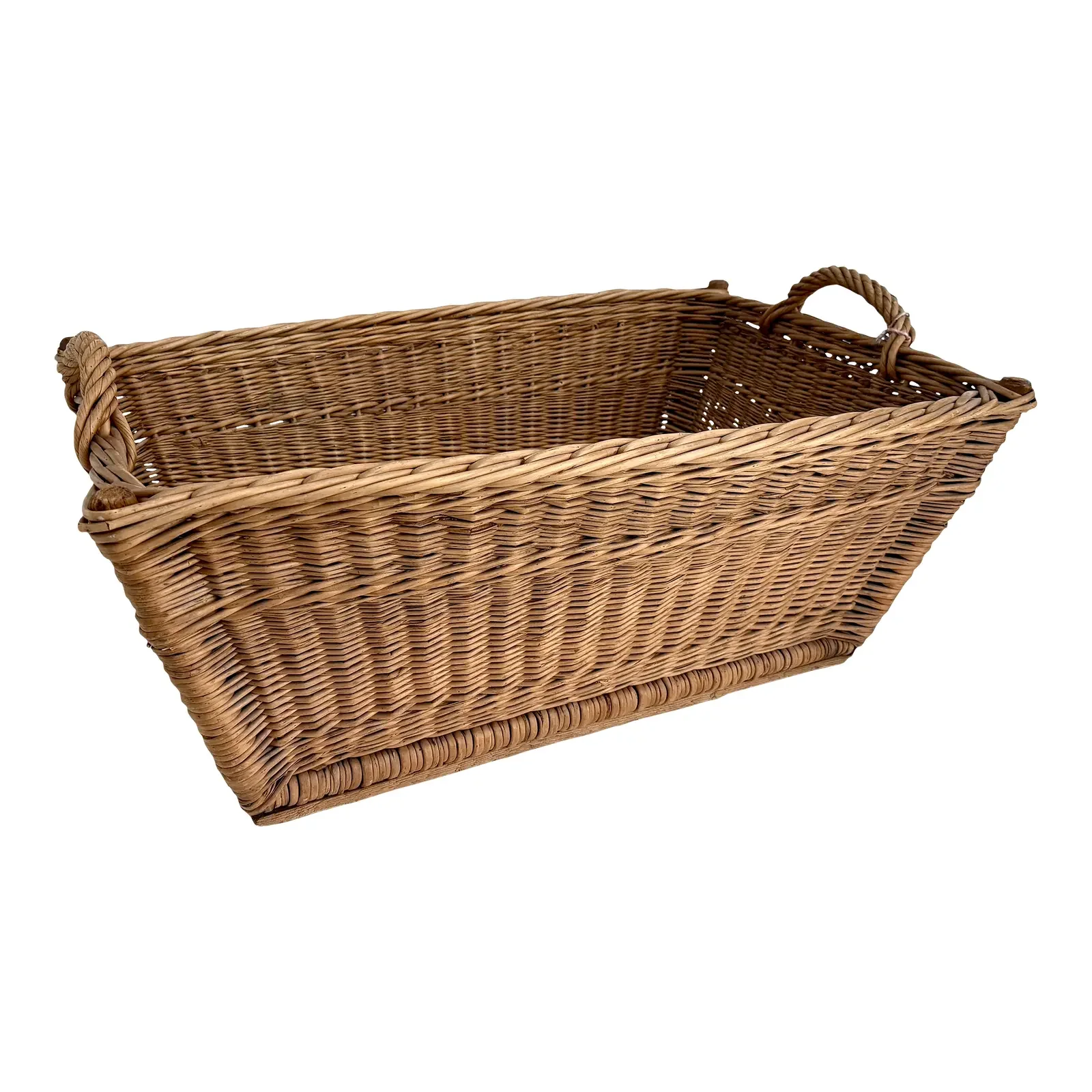 1960s French Wicker Market Basket 19″ X 28″