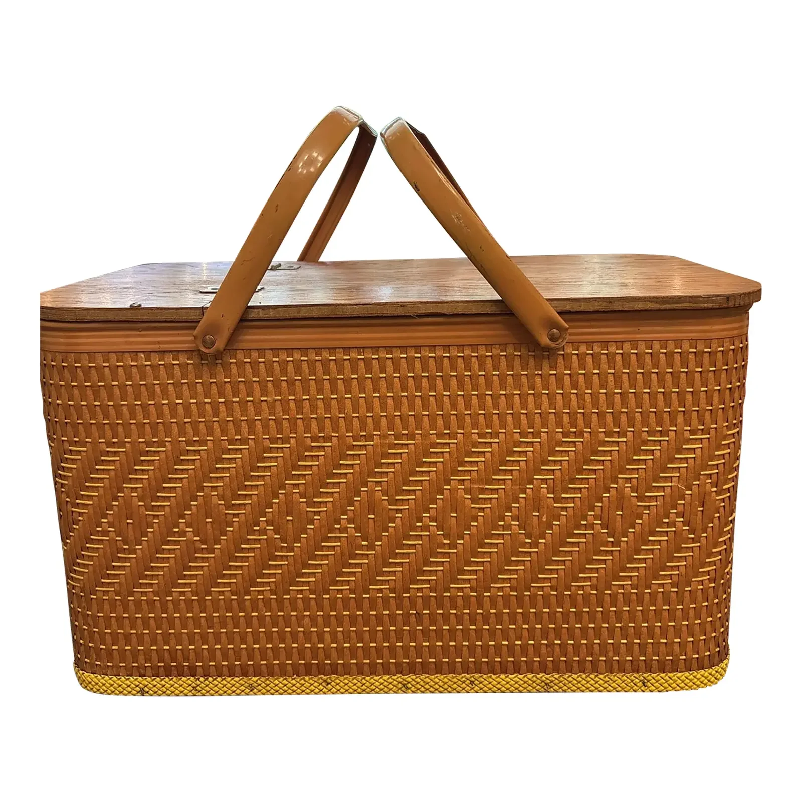 Vintage MCM 1970s Redmon Woven Picnic Basket