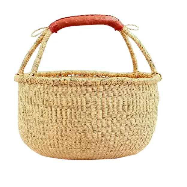African Bolga Woven Natural Basket