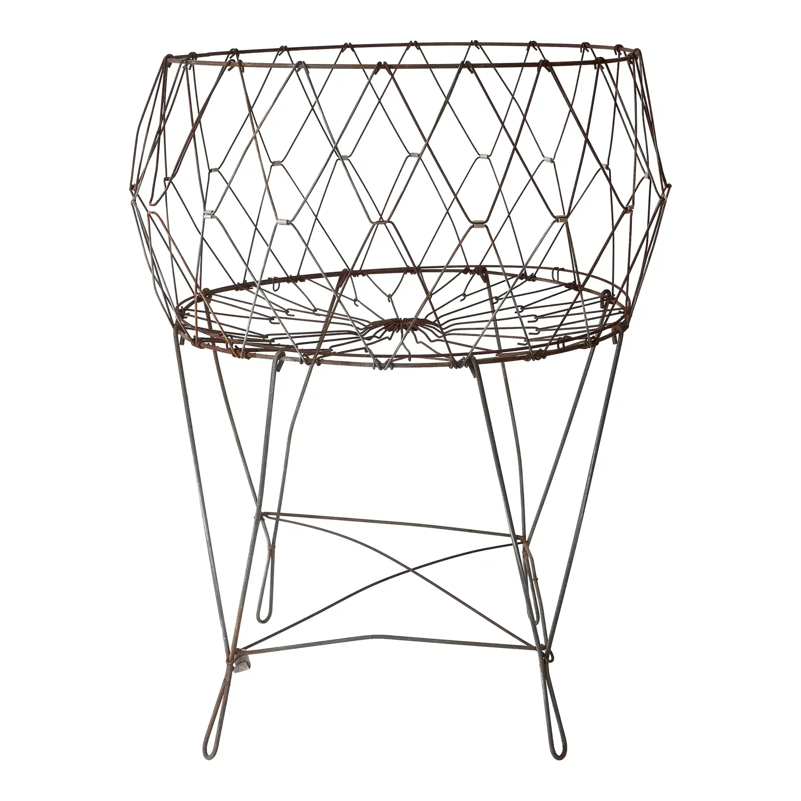 Vintage Collapsible Metal Wire Laundry Basket