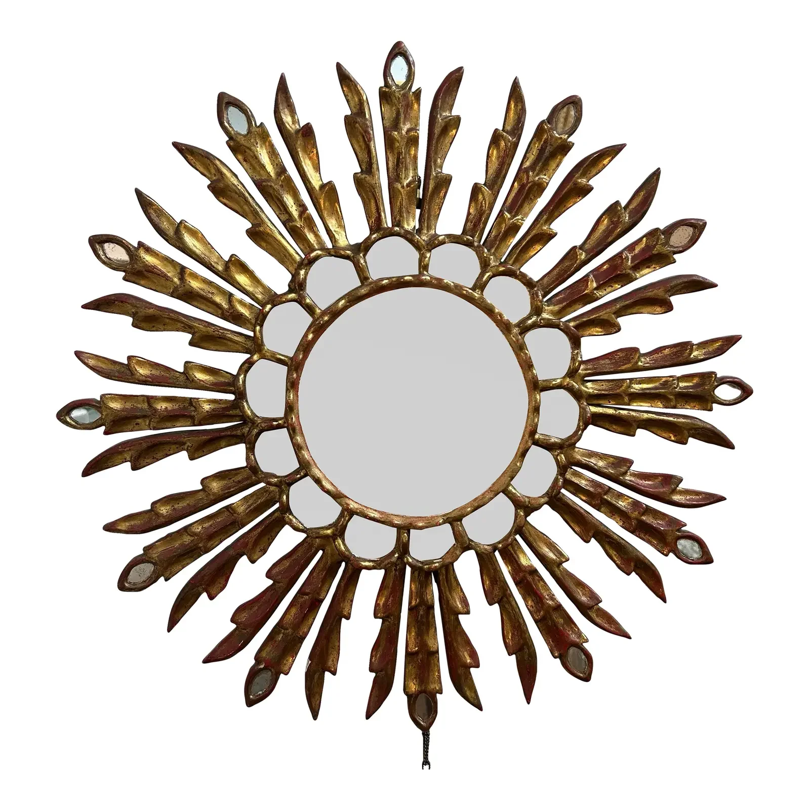 Vintage Italian Giltwood Sunburst Mirror, 1950s