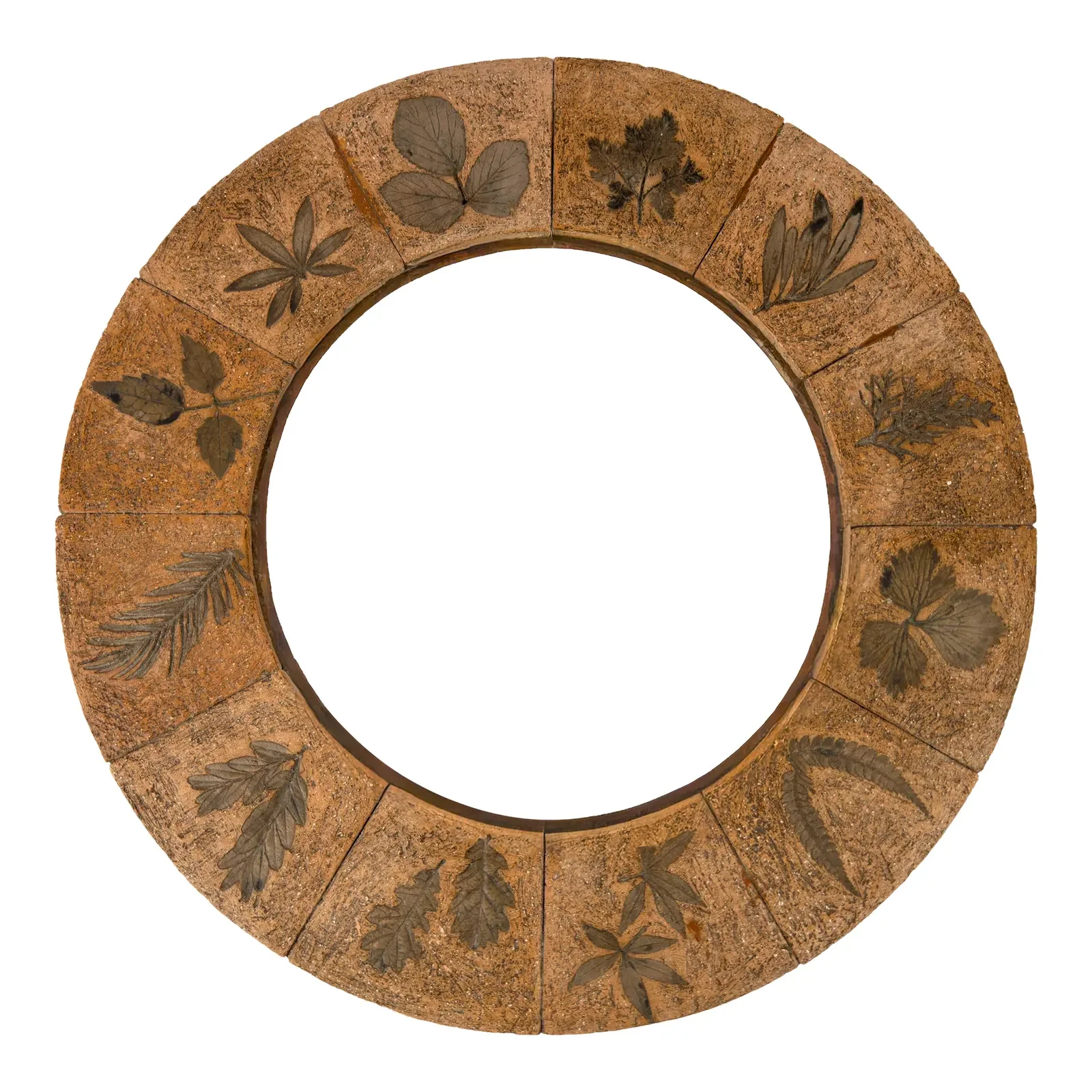 Terracotta Botanical Tile Mirror in the Style of Roger Capron, France