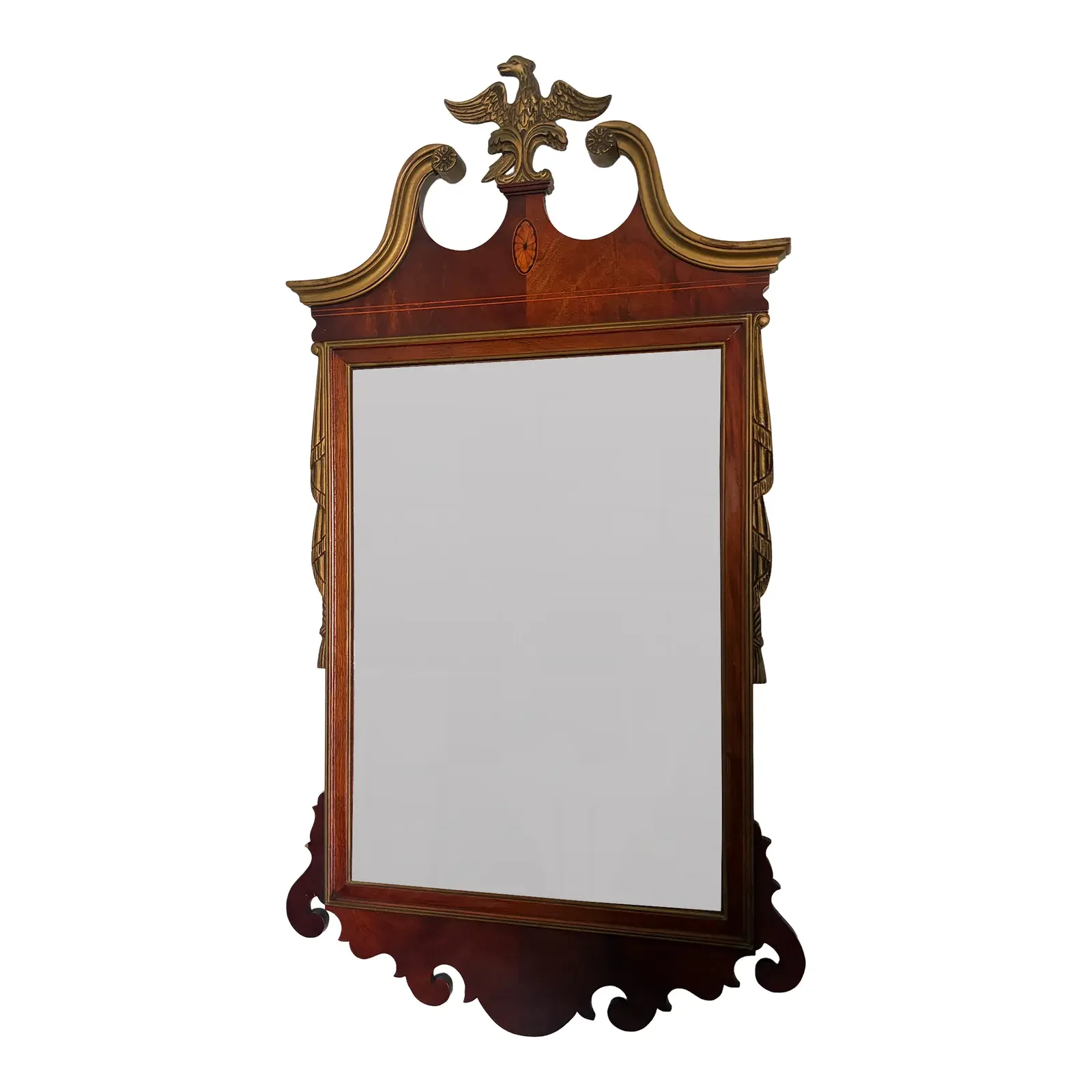 Federal Style Mahogany Wall Mirror With Gilt Eagle Crest
