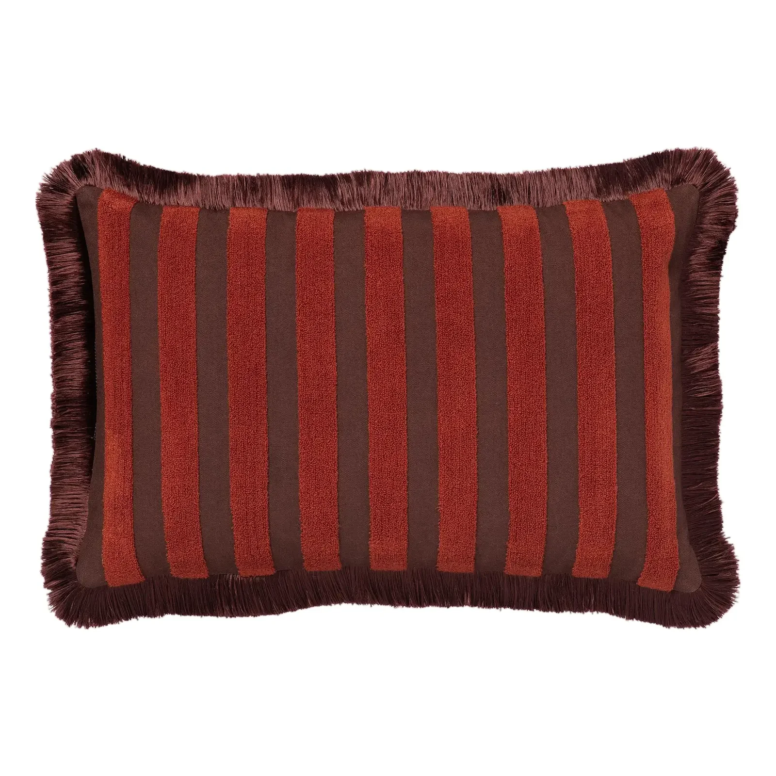 Palais Striped Throw Pillow in Chocolate & Coral (24” X 16”)