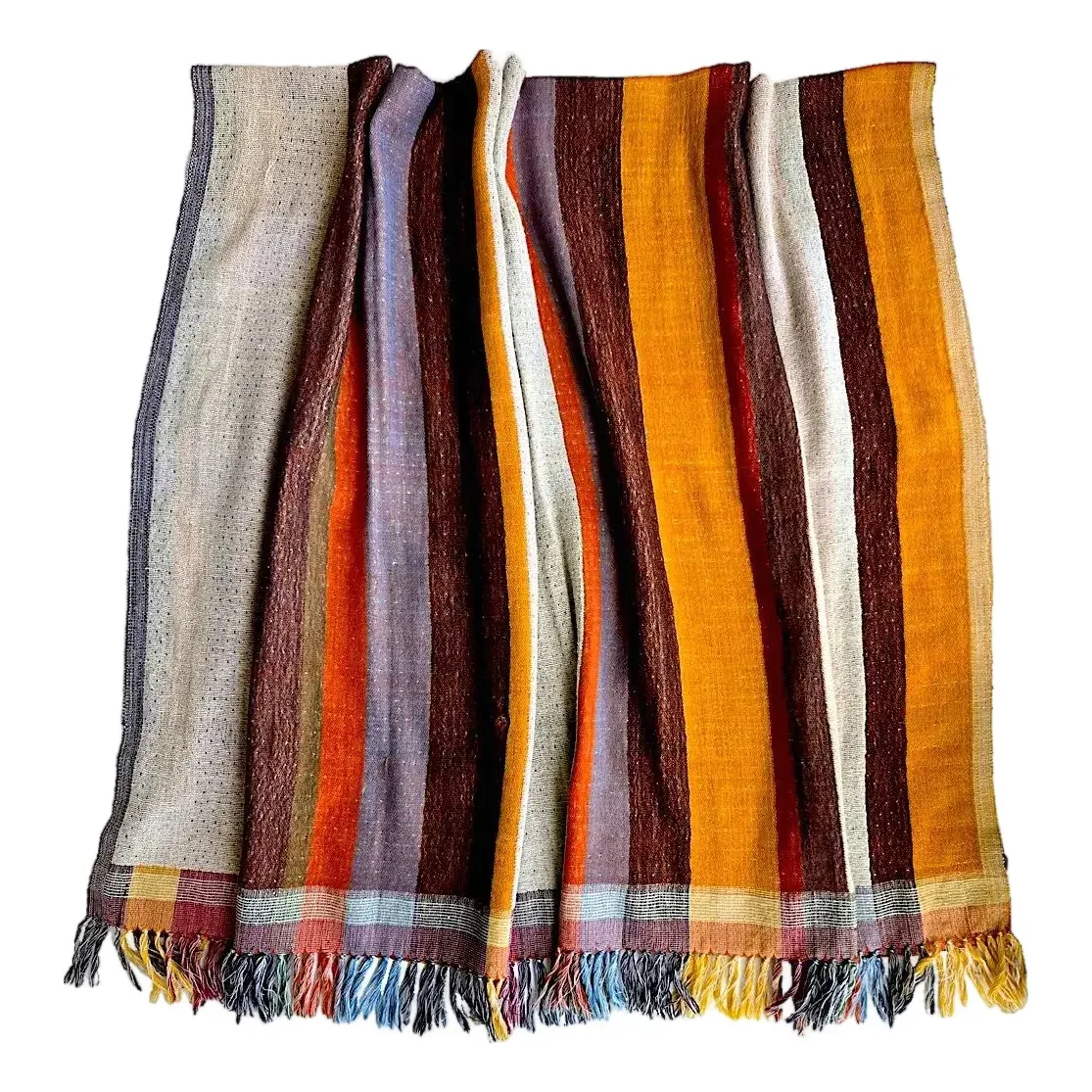 Hand Woven Color Block Silk & Wool Throw by Neeru Kumar for Pavo
