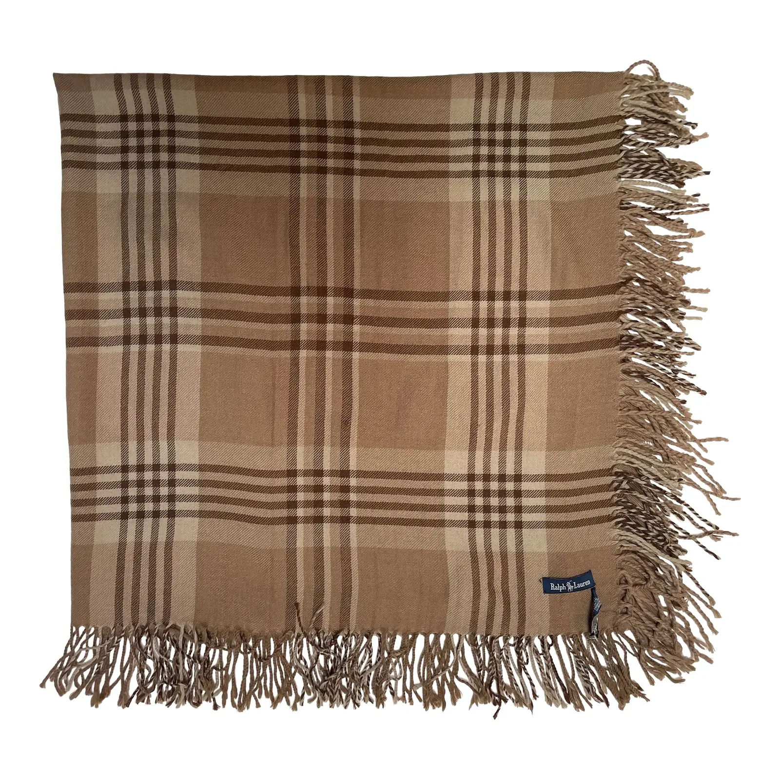 1990s Ralph Lauren Scottish Wool Plaid Throw or Shawl –