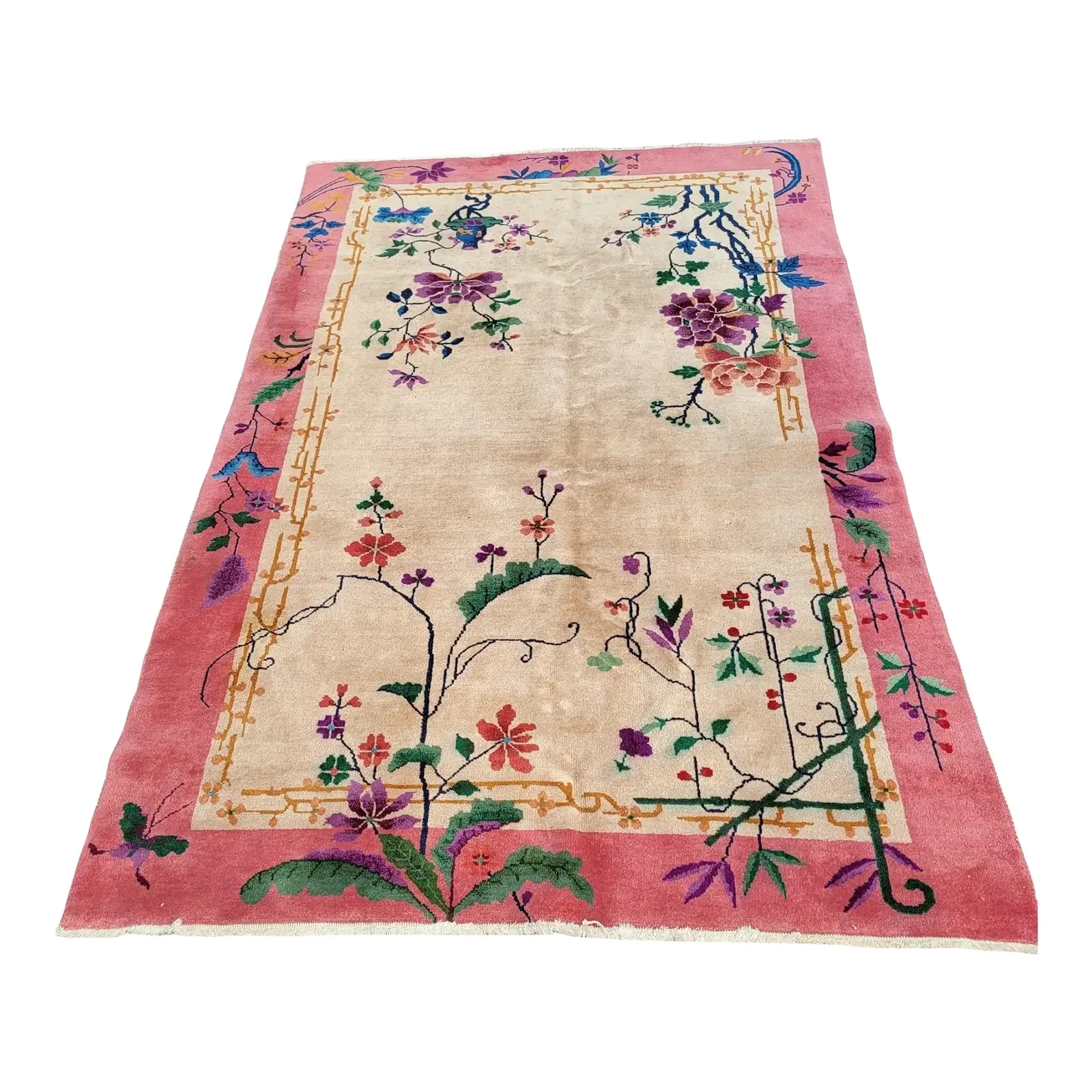 1940s Chinese Nichols Carpet Color Full 7 X 5