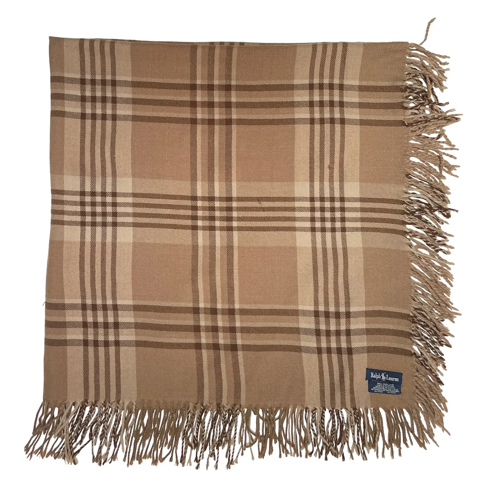 1990s Ralph Lauren Scottish Wool Plaid Throw or Shawl –