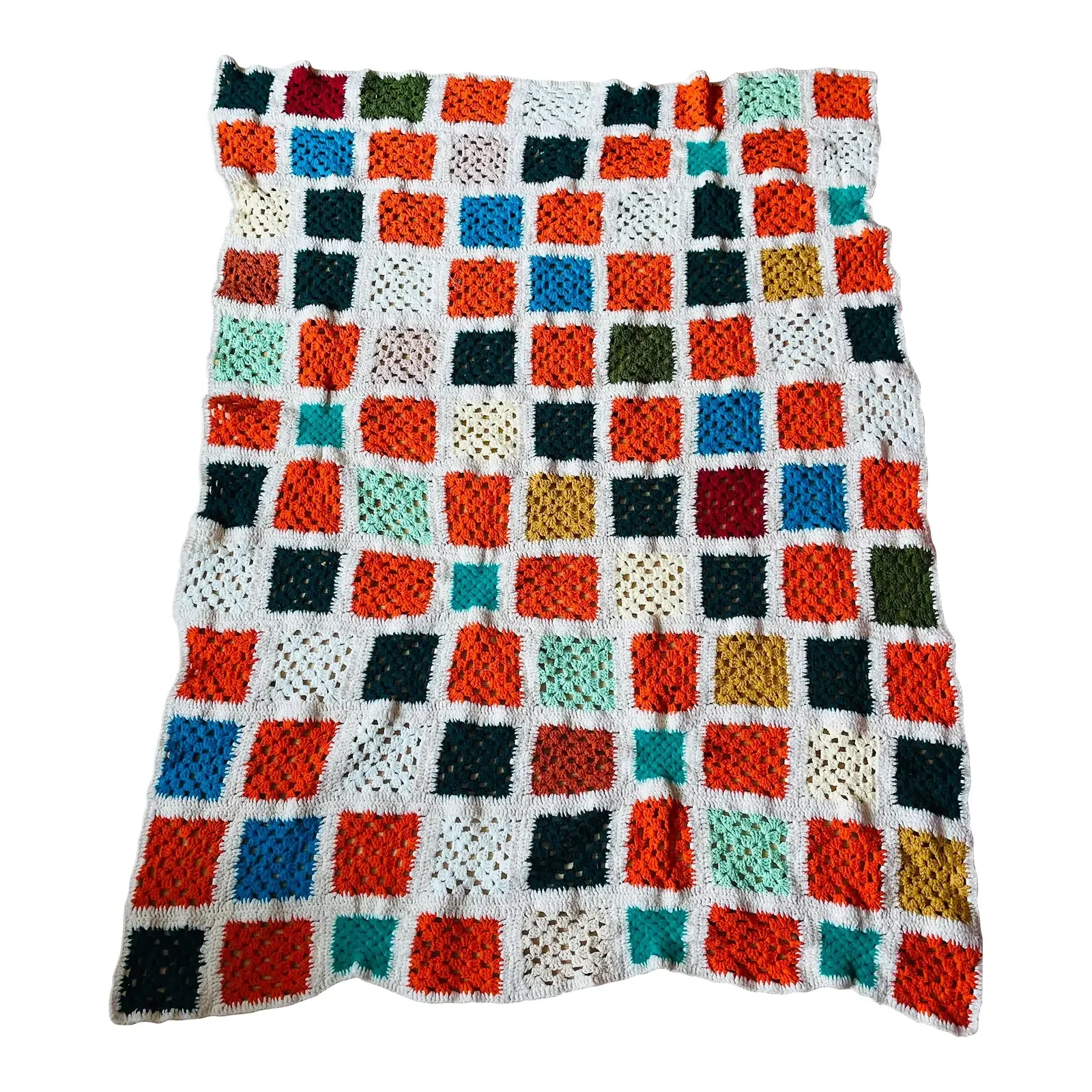 Vintage Hand Crochet Afghan Blanket