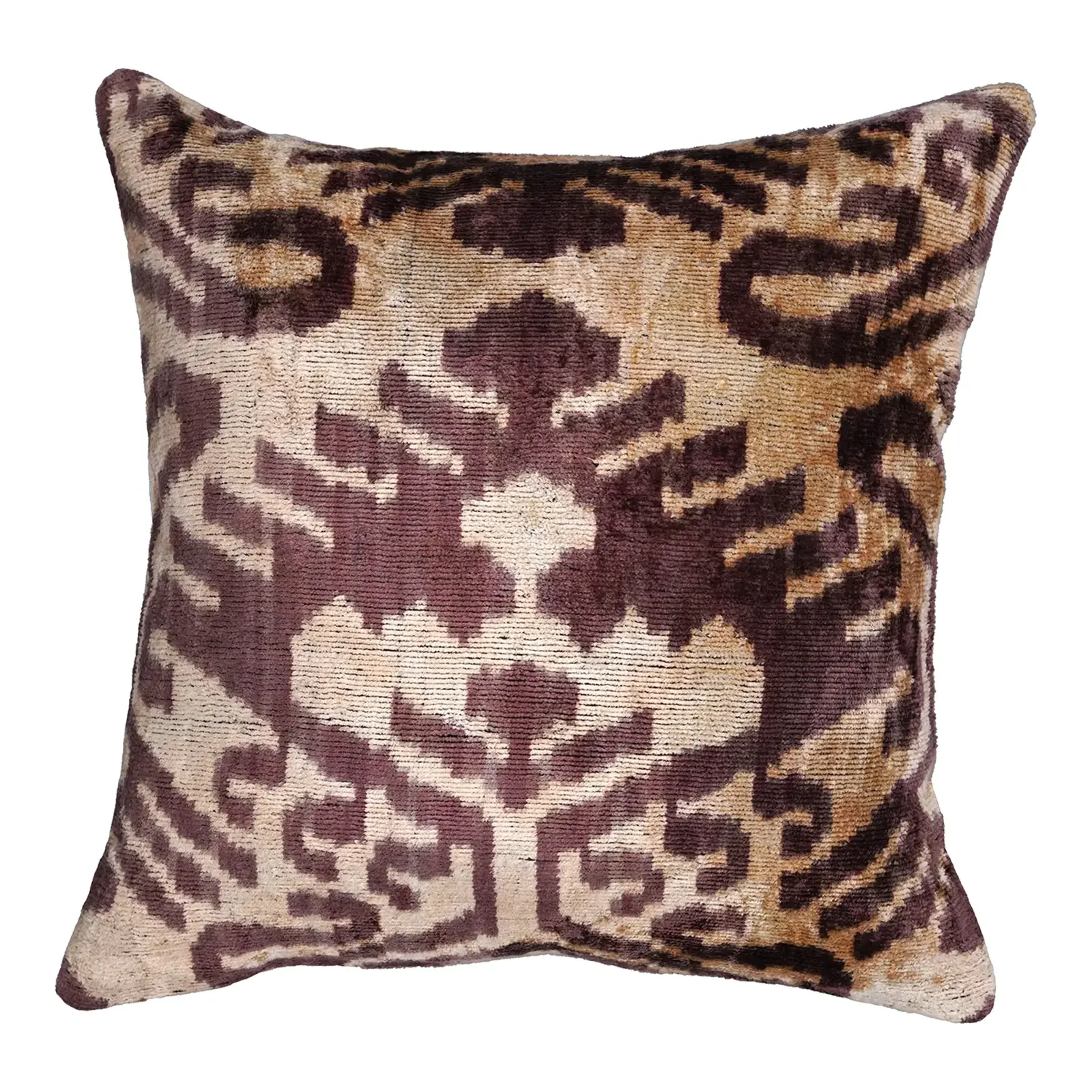 Contemporary Brown Tiger Print Velvet Throw Pillow
