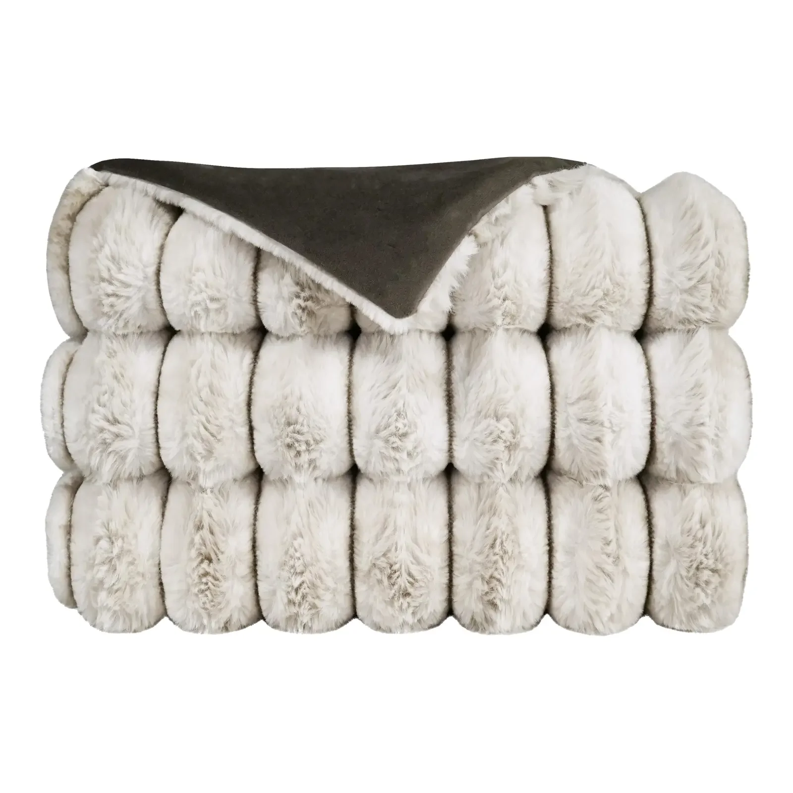 Luxury Fur Throw Blanket in Sand