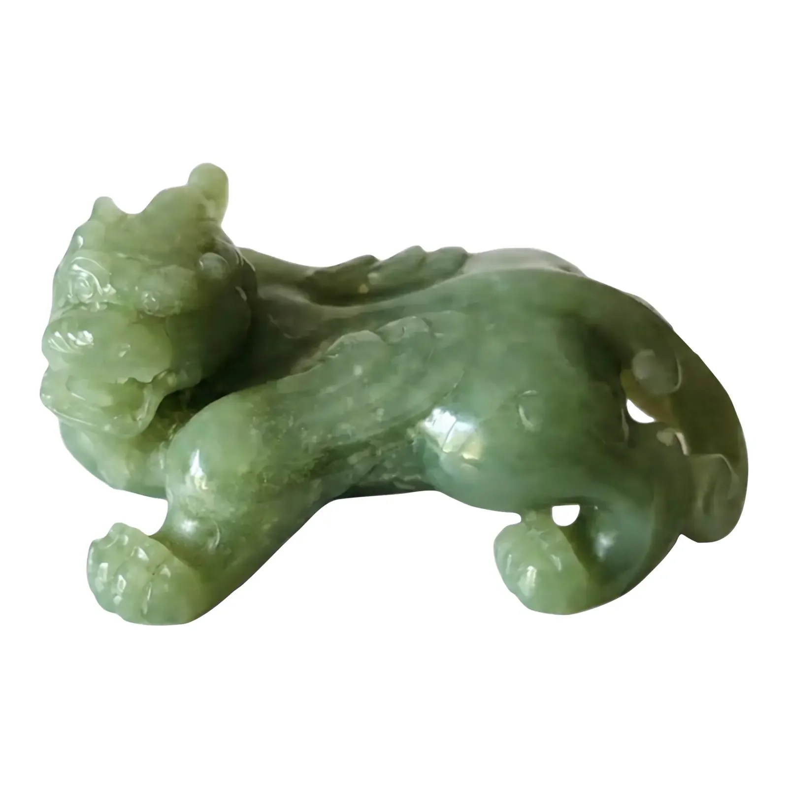 Chinese Celadon Jade Bixie Figure, Qing Dynasty or Early Republic Period