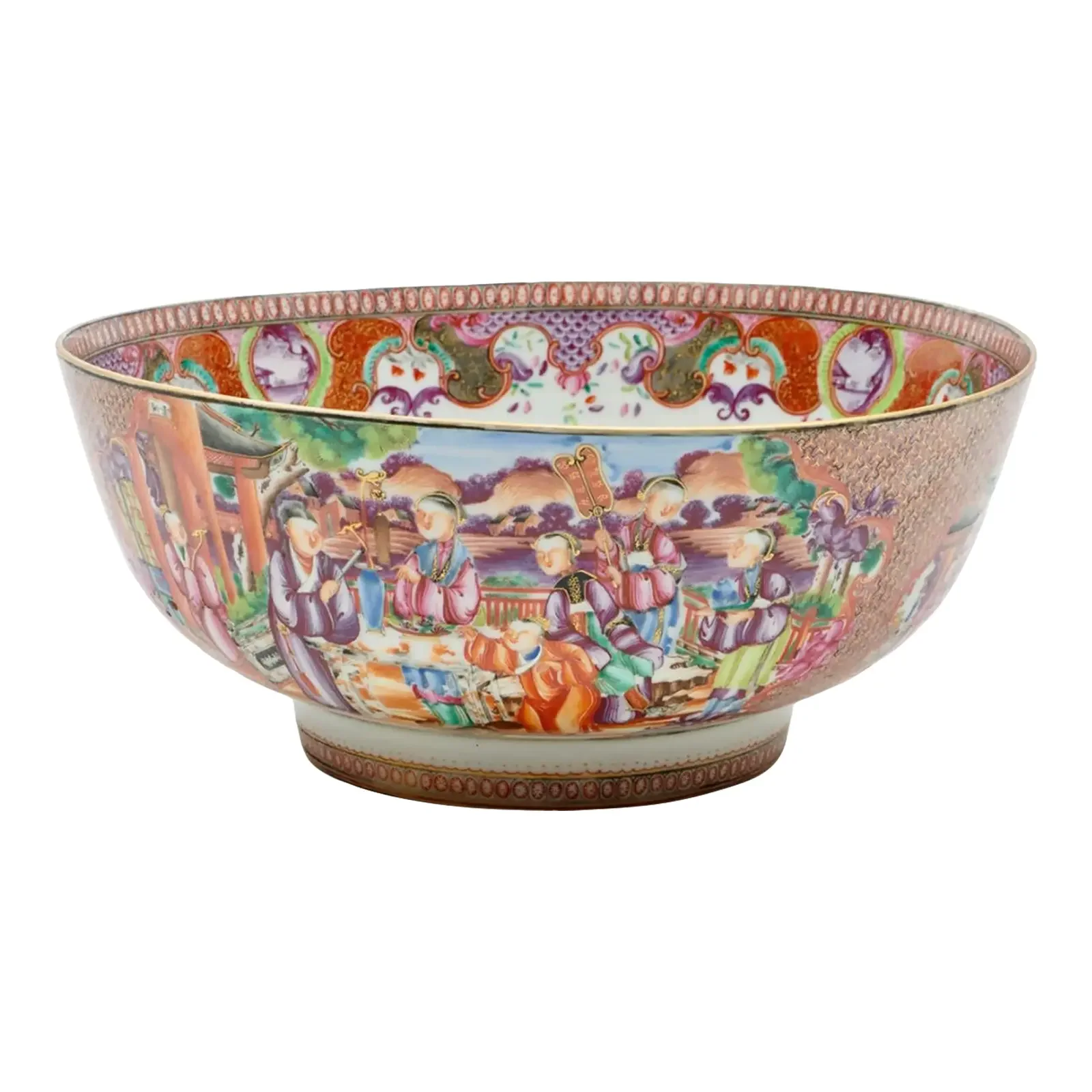 18th Century Chinese Export Porcelain Mandarin Famille Rose Bowl