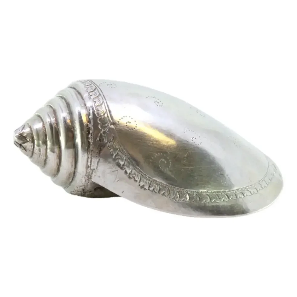 Silver Conch Shell with Engraved Floral Motifs