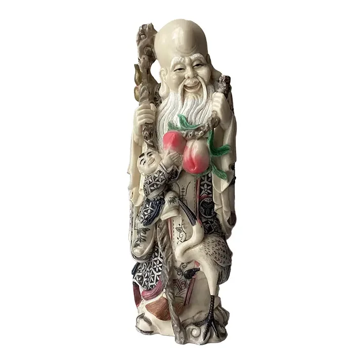 Vintage Chinese Large Resin God of Longevity (Shoulao) Statue